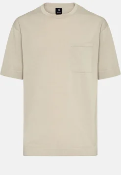 T-Shirt Di Maglia Sabbia In Cotone Pima